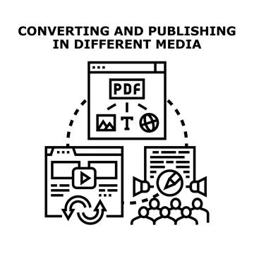 Converting and publishing content across diverse media formats Stock Illustration