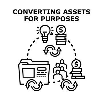 Converting assets for business purpose and development Stock Illustration