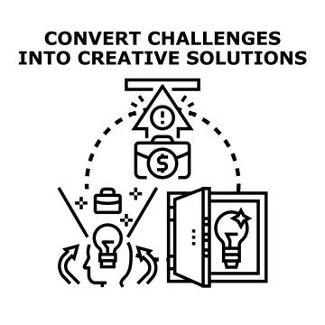 Converting business challenges into creative solutions process イラスト素材