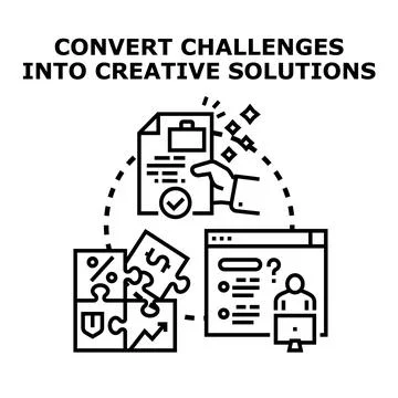 Converting challenges into creative solutions process イラスト素材