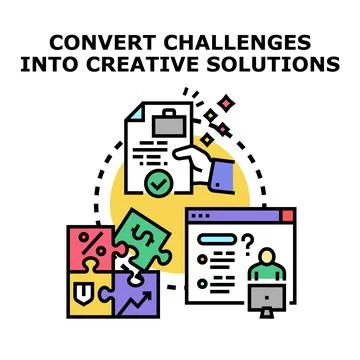 Converting challenges into creative solutions process 스톡 일러스트