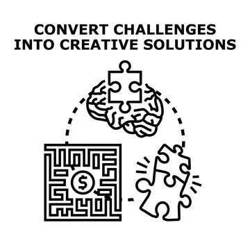 Converting challenges into creative solutions process 스톡 일러스트