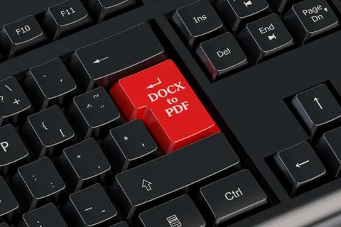 Converting concept docx to pdf on  keyboard Illustrazione stock