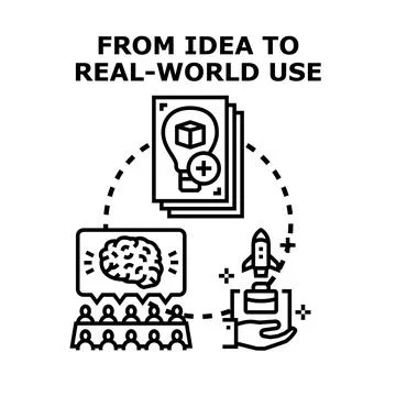Converting creative idea into real world project development Stock Illustration