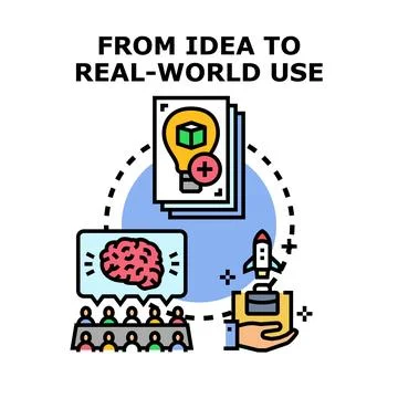 Converting creative idea into real world project development Stock Illustration