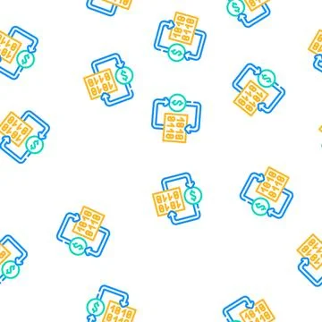 Converting digital money into paper vector seamless pattern Illustrazione stock