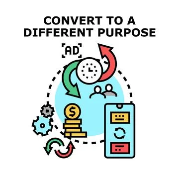 Converting digital purpose transforming ad marketing strategy Stock Illustration