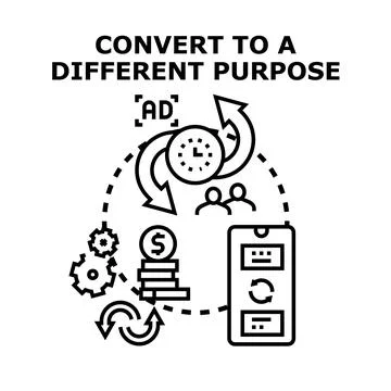 Converting digital purpose transforming ad marketing strategy Stock Illustration