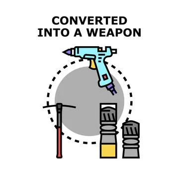 Converting everyday objects into dangerous improvised weapons Stock Illustration
