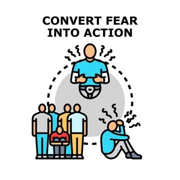 Converting fear into action, overcoming adversity concept Stock Illustration