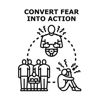 Converting fear into action, overcoming adversity concept Stock Illustration