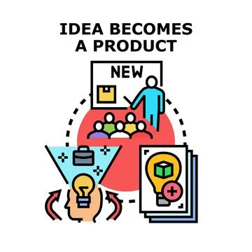 Converting ideas into product development and innovation Stock Illustration