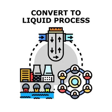Converting to liquid process concept flow diagram Stock Illustration