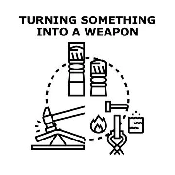 Converting material into a defensive tool concept Stock Illustration