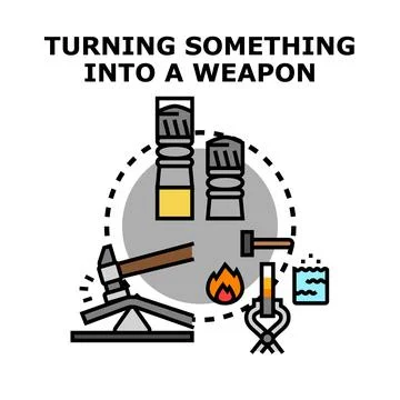 Converting material into a defensive tool concept Stock Illustration