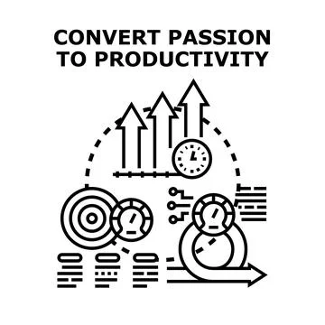 Converting passion into productive workflow and successful business growth Stock Illustration