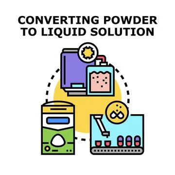 Converting powder into liquid solution concept illustration Stock Illustration
