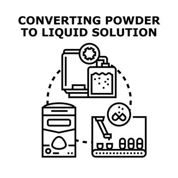 Converting powder into liquid solution concept illustration Stock Illustration