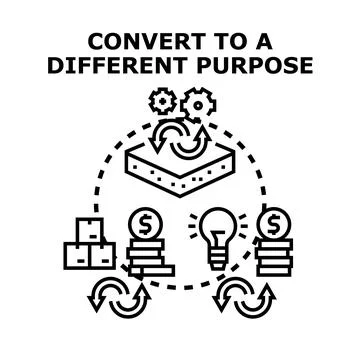 Converting resources for a different purpose concept Stock Illustration