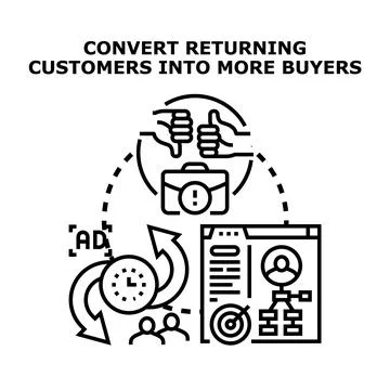 Converting returning clients into loyalty program buyers Stock Illustration