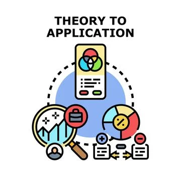 Converting theoretical knowledge into practical business application process Stock Illustration