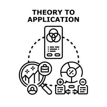 Converting theoretical knowledge into practical business application process Stock Illustration