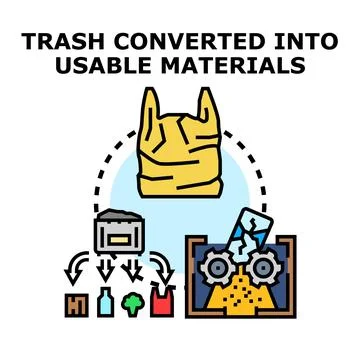 Converting trash into usable materials for recycling Stock Illustration