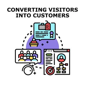 Converting website visitors into paying customers strategy Stock Illustration
