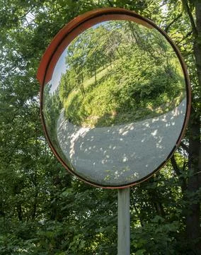 Convex Mirror Road Reflection Stock Photos