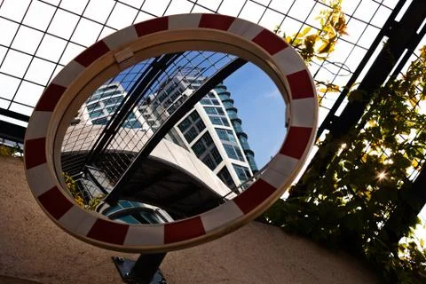 Convex mirror signalization Stock Photos