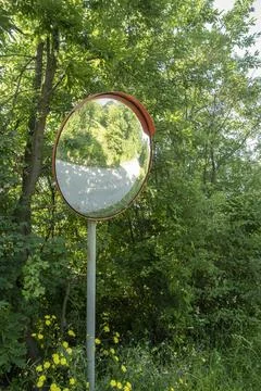Convex Road Mirror Reflection Stock Photos