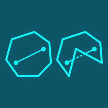 Convexity Visual -segment test on a convex and a non-convex polygon Иллюстрация