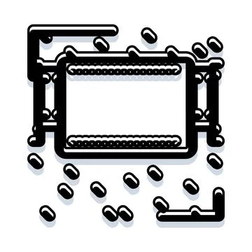 Conveyer belt moving beans on white background Stock Illustration