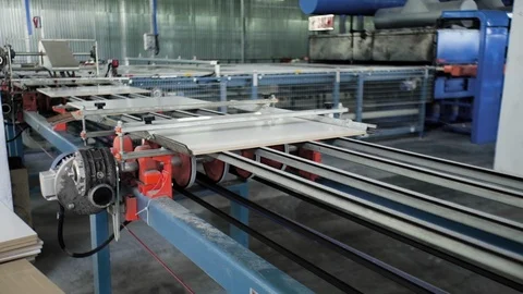 Conveyer Line For Ceramic Tile At Heavy Plant. Factory for the Production of Video stock 125537304