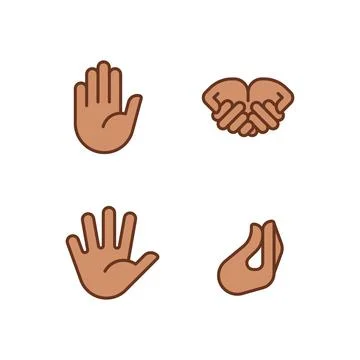 Conveying information by gestures pixel perfect RGB color icons set Illustrazione stock