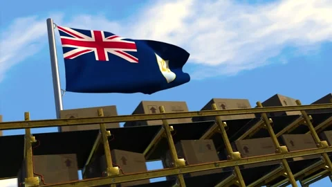 Conveyor with  Anguilla flag Stock Footage 276355208