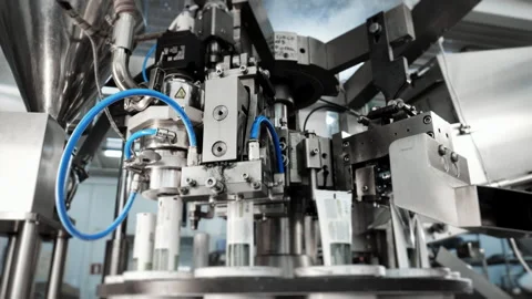 Conveyor for automatic production of hand and body cream. Stock Footage 283622049