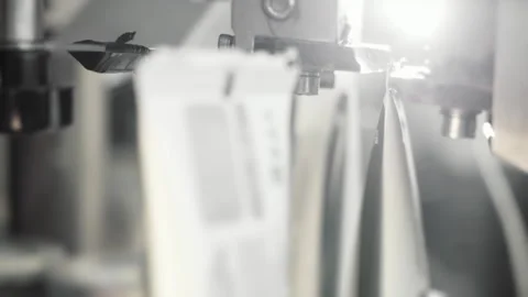 Conveyor for automatic production of hand and body cream. Stock Footage 283622437