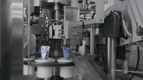Conveyor for automatic production of hand and body cream. Stock Footage 306577652
