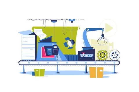 Conveyor automatic production Stock Illustration