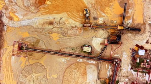 Conveyor belt and loader at sand processing site, Bulgaria Stock Footage 341761542