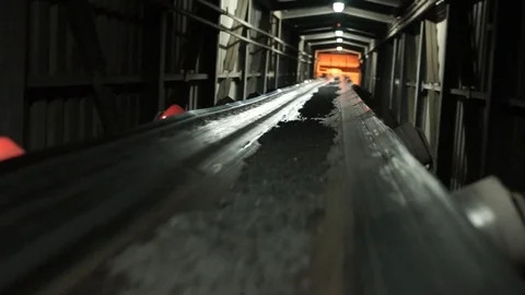 Conveyor belt with ashes inside a power plant in northern Greece Stock Footage 121810677