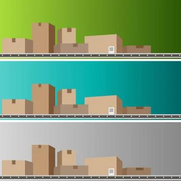 Conveyor Belt of Boxes Stock Illustration