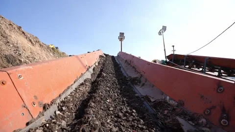 Conveyor Belt Carrying Mixed Garbage To Waste Separation Machine, Delhi Stock Footage 248058644
