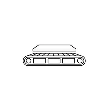 Conveyor belt with flat surface icon line art with factory line Stock Illustration