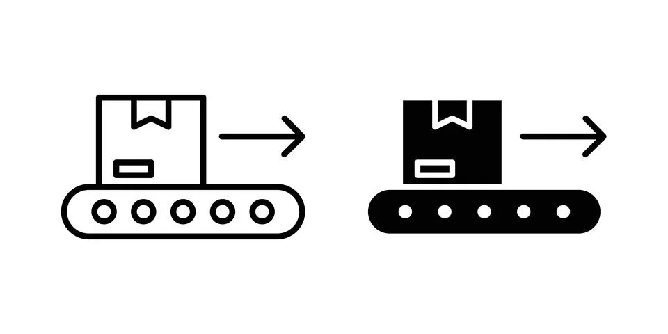 Conveyor belt icon vector template set in black イラスト素材