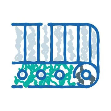 Conveyor belt machine part doodle icon concept Stock Illustration