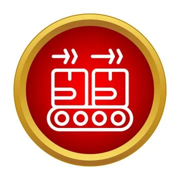 Conveyor belt moving package boxes icon 스톡 일러스트