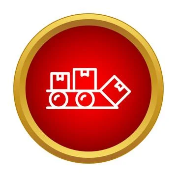 Conveyor belt moving package boxes icon イラスト素材
