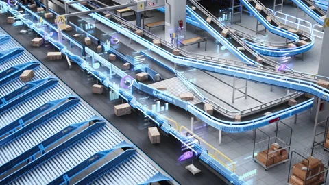 Conveyor Belt with Packages in Mail Sort... | Stock Video | Pond5